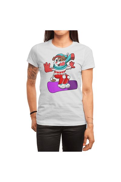 Fizello Ανδρικό και γυναικείο λευκό μπλουζάκι Snowboard - Unisex Horse Snowboarding T-shirt