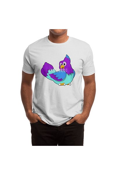 Fizello Parrot Blue Unisex Λευκό T-shirt - Ανδρικό και γυναικείο T-shirt