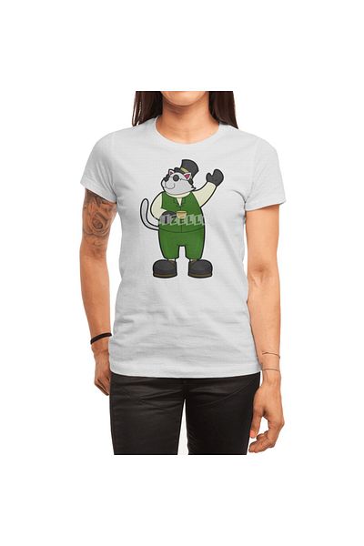 Fizello Λευκό μπλουζάκι Cat As Groom Coffee Hat Unisex για άνδρες και γυναίκες