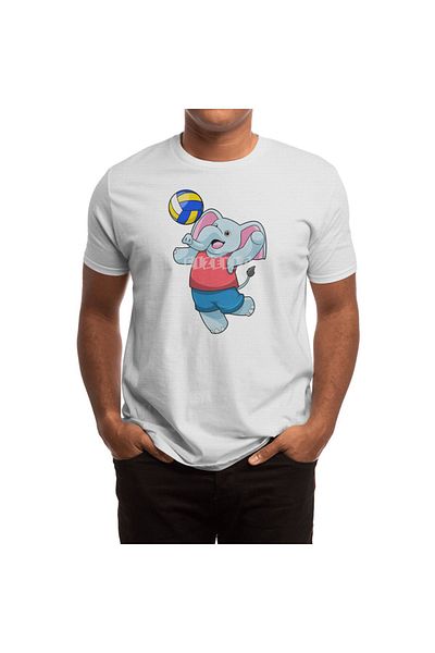 Fizello Λευκό μπλουζάκι με μοτίβο Elefant Playing Volleyball για άνδρες και γυναίκες