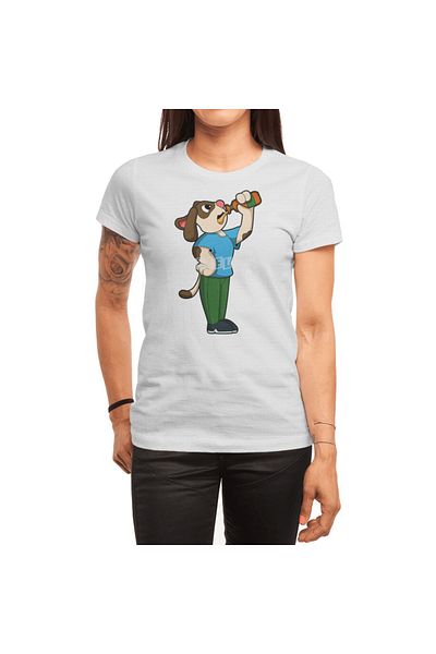 Fizello Ανδρικό και γυναικείο λευκό μπλουζάκι - Unisex Dog With Bottle Of Beer T-shirt