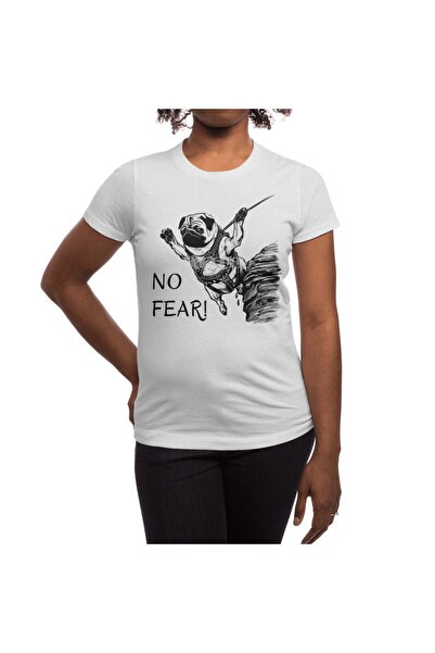 Fizello Λευκό μπλουζάκι Unisex No Fear Pug Rock Climber