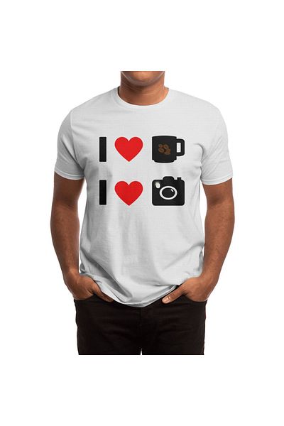 Fizello Λευκό μπλουζάκι Unisex - Όλα I Need Coffee And My Camera