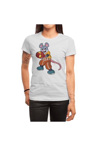 Fizello Tricou alb pentru bărbați și femei - Mouse At Baseball, tricou unisex, design mănușă de baseball