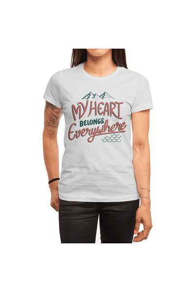 Fizello Λευκό μπλουζάκι Unisex "My Heart Belongs Everywhere" για άνδρες και γυναίκες