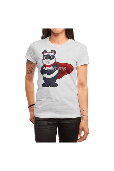 Fizello Panda Hero - Λευκό μπλουζάκι για άνδρες και γυναίκες, μπλουζάκι με κουκούλα Unisex
