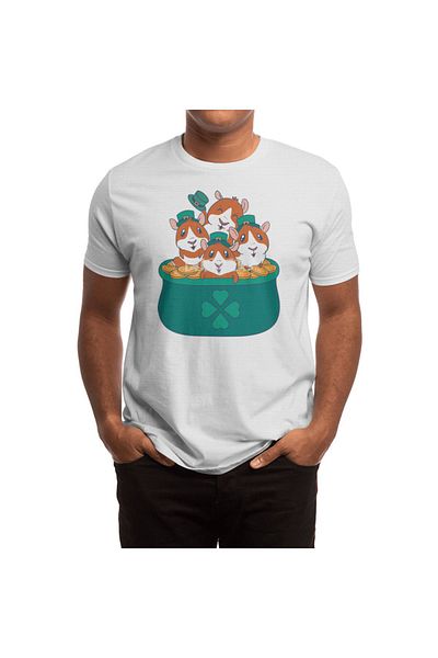 Fizello Μπλουζάκι για άνδρες και γυναίκες - Guinea Pigs St Patricks Day Pot Of Gold, Unisex Λευκό T-shirt