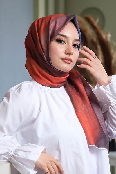 AFVENTE Orange Cotton Shawl - Art Patterned