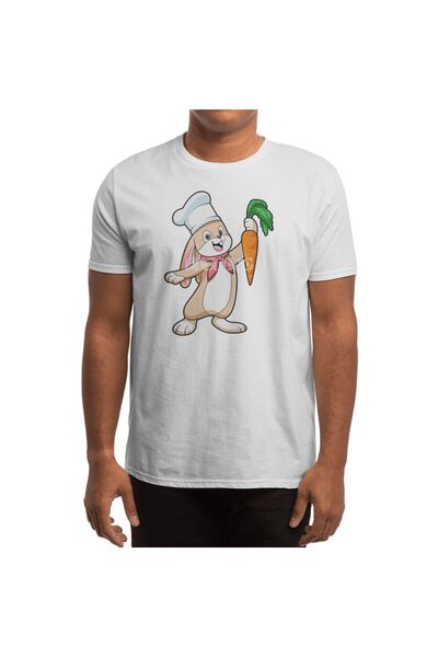 Fizello Чоловічий та жіночий футболки - Rabbit as Cook with Carrot Unisex Біла футболка