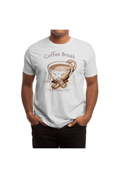 Fizello Tricou alb Coffee Break pentru bărbați și femei
