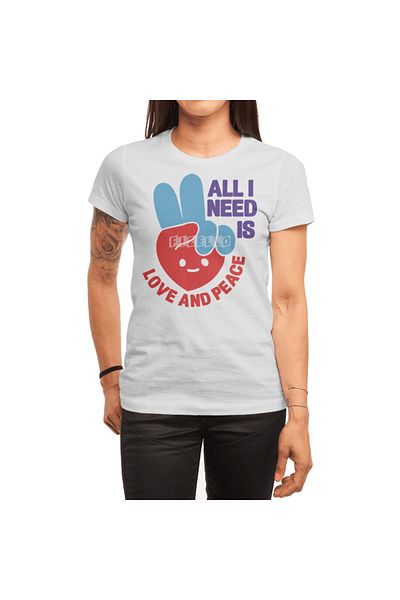 Fizello Λευκό μπλουζάκι Unisex "All I Need Is Love And Peace" για άνδρες και γυναίκες