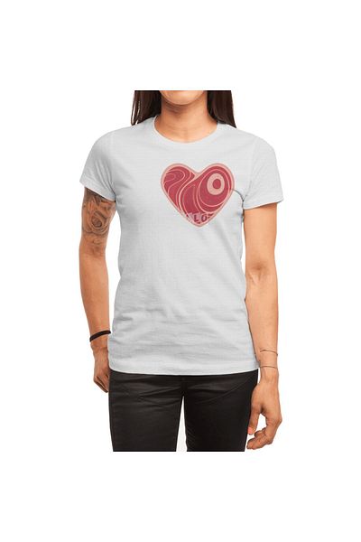 Fizello I Love Beef - Tricou alb unisex pentru bărbați, femei