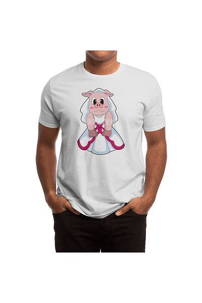 Fizello Pig As Bride - Νυφικό και Unisex Λευκό T-Shirt