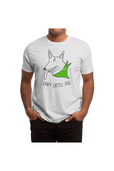 Fizello Λευκό μπλουζάκι Unisex με σχέδιο Crazy Cattle Dog