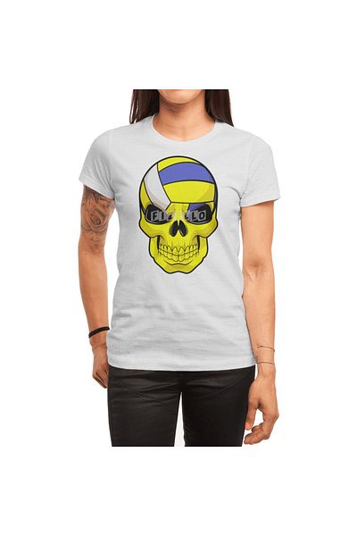 Fizello Ανδρικό και γυναικείο λευκό μπλουζάκι - Skull As Volleyball Player με μπλουζάκι Volleyball Unisex