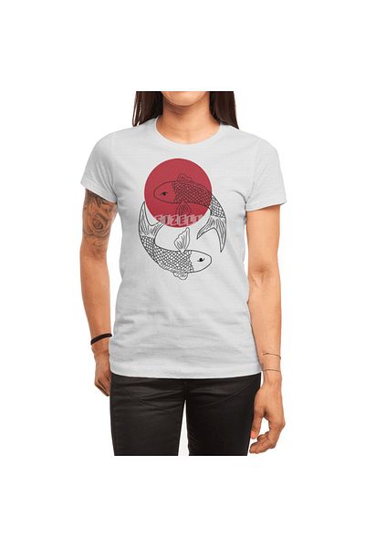 Fizello Ανδρικό και γυναικείο λευκό μπλουζάκι Unisex Koi Fishes