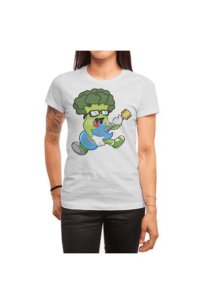 Fizello Μπρόκολο - Κιθάρα Unisex Λευκό T-Shirt με Μουσικό