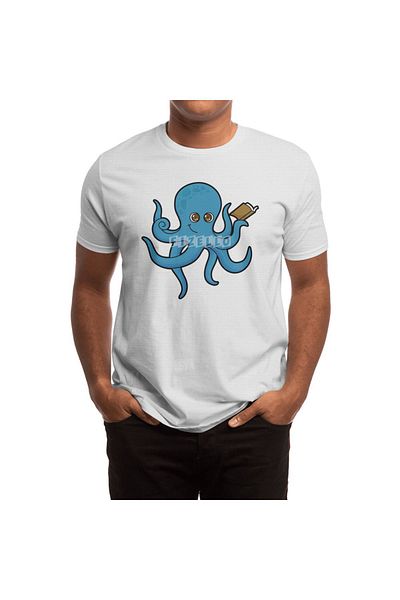 Fizello Λευκό μπλουζάκι Unisex Octopus Book Design - Ανδρικά και Γυναικεία