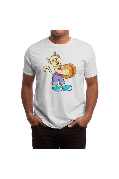 Fizello Tricou alb pentru bărbați și femei - Cat As Musican, Hi-hat Detailed
