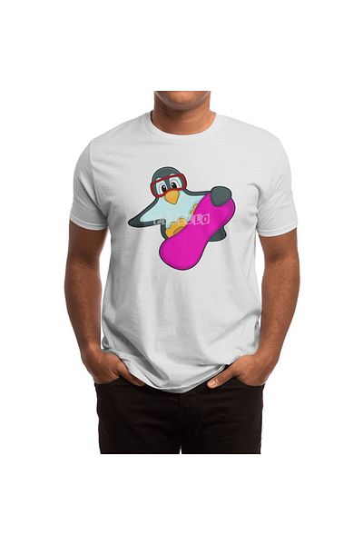 Fizello Λευκό μπλουζάκι Unisex με σχέδιο Penguin - Snowboard and Ski Goggles
