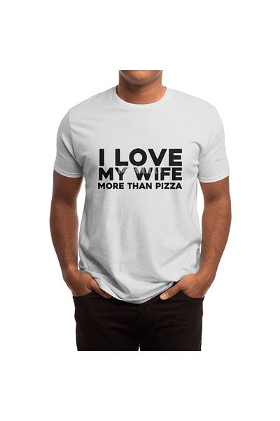 Fizello I Love My Wife More Than Pizza Unisex Λευκό μπλουζάκι για άνδρες και γυναίκες