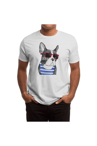 Fizello Λευκό μπλουζάκι Frenchie Summer Style Unisex - Ανδρικό και γυναικείο μπλουζάκι
