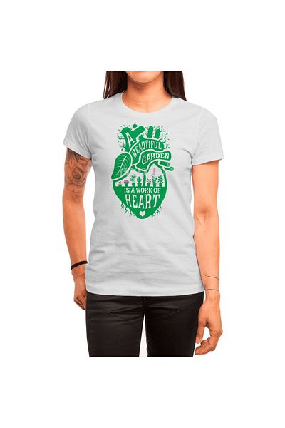 Fizello Λευκό μπλουζάκι Unisex - A Beautiful Garden, Anatomical Plant Lover Heart Design