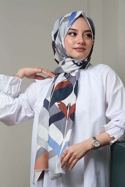 AFVENTE شال قطني منقوش تجريدي باللون البيج