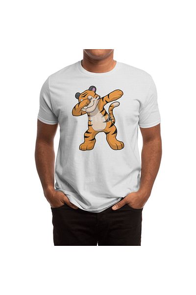 Fizello Tricou alb unisex - Tiger At Hip Hop Dance Dab Pattern, tricou pentru bărbați și femei