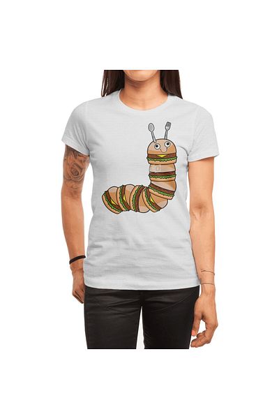 Fizello Λευκό μπλουζάκι Caterpillar Cheeseburger Salad Fashion Unisex