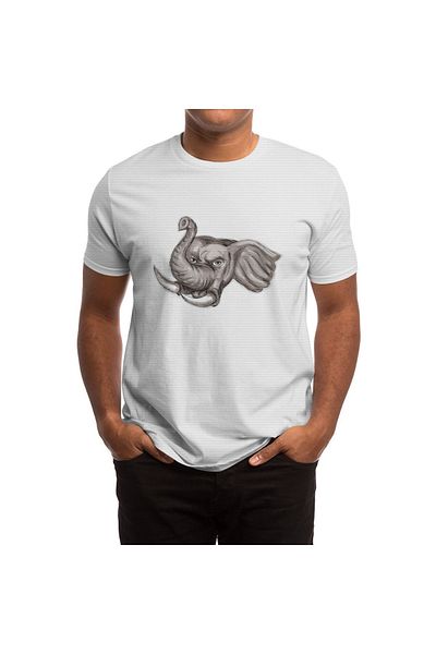 Fizello Μπλουζάκι με ακουαρέλα με στάμπα Africa Elefant Head για άνδρες και γυναίκες - Unisex λευκό μπλουζάκι