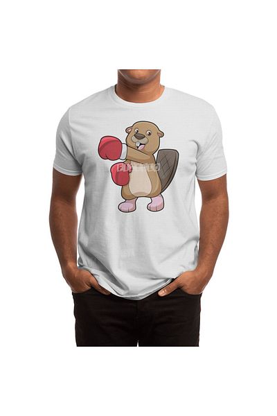 Fizello Beaver Boxing - Tricou pentru bărbați și femei, tricou alb unisex, design mănuși de box