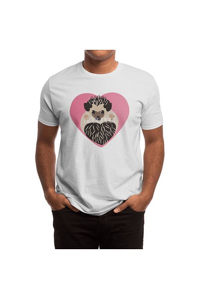 Fizello Tricou alb unisex Hedgehog Love Heart pentru bărbați și femei