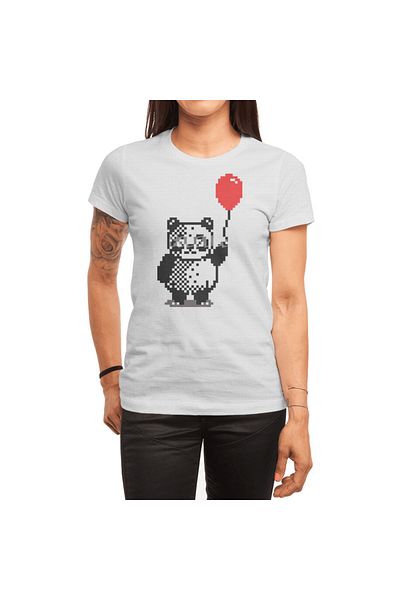Fizello Tricou pentru bărbați și femei - Tricou unisex alb Pixel Art Panda și Red Bubbles