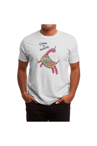 Fizello Λευκό μπλουζάκι με σχέδιο Unicorn Turtle - Unisex για άνδρες και γυναίκες