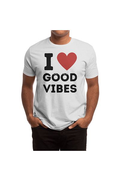 Fizello Tricou alb pentru bărbați și femei - Tricou unisex cu design simplu inimă I Love Good Vibes