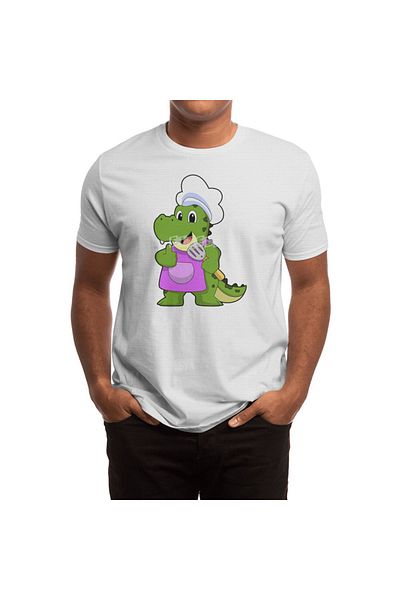 Fizello Crocodile Chefli Spatula με μοτίβο ανδρικό και γυναικείο λευκό μπλουζάκι Unisex