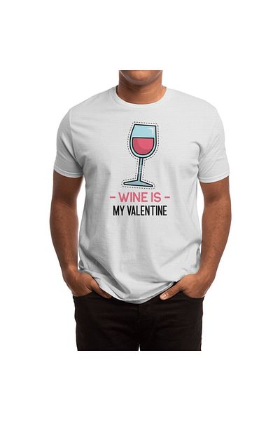 Fizello Wine Is My Valentine - Tricou alb unisex