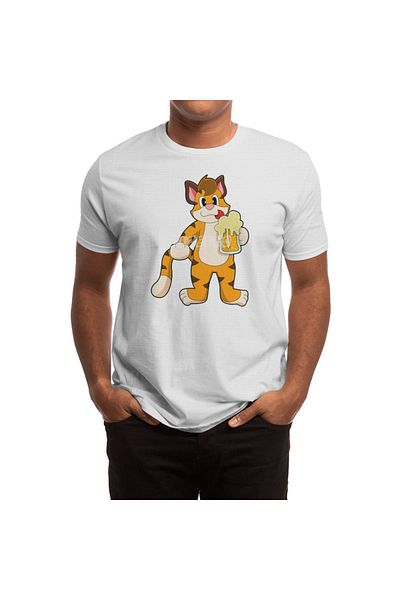 Fizello Tricou alb pentru bărbați și femei - Tigre Obstacle Distorted Beer Mug Design
