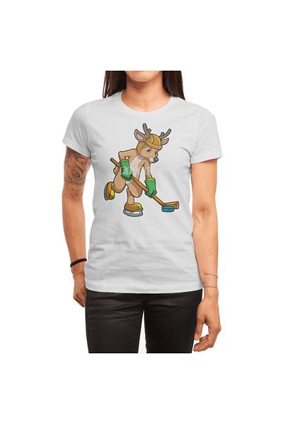 Fizello Stick de hochei Eis cu model Reindeer și tricou alb - unisex