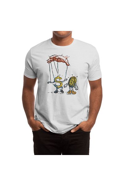 Fizello Fiat Puppet - Tricou alb pentru bărbați și femei, design de desene animate surprised Bitcoin
