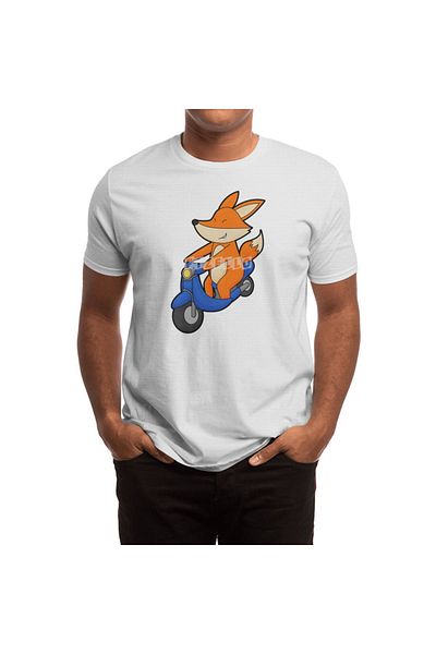 Fizello Tricou alb pentru bărbați și femei - Tricou unisex Fox Biker With Scooter