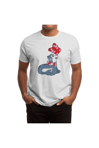 Fizello Unisex Λευκό T-shirt - Seal With Gift, Ανδρικό και Γυναικείο T-Shirt
