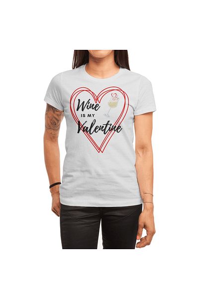 Fizello Wine Is My Valentine - Tricou alb unisex