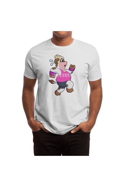 Fizello Ανδρικό και γυναικείο μπλουζάκι Unisex White Cow At Running