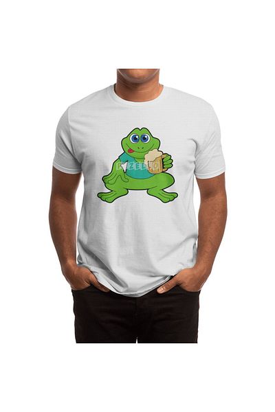 Fizello Ανδρικό και γυναικείο λευκό μπλουζάκι - Frog with Beer Mug Design