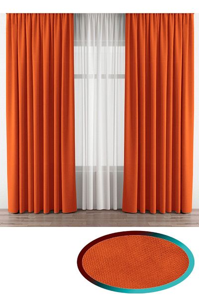 İ.D İpek Dokuma 1.Class Quality Brick Color Velvety Extrafor Drawstring - Single Wing Background Curtain