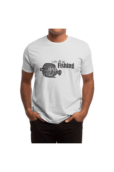 Fizello Let's Fishing All Go - Tricou alb unisex pentru bărbați și femei