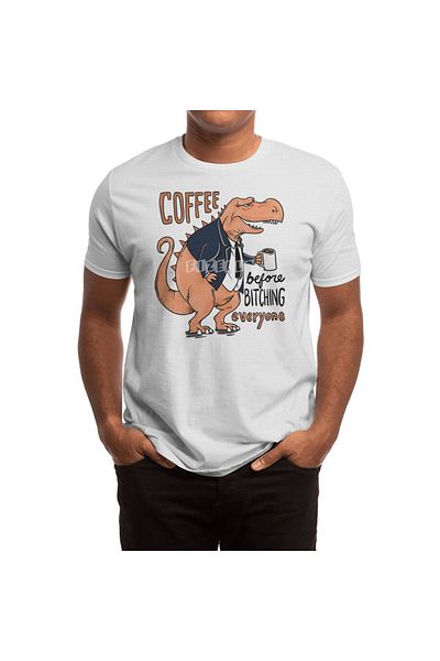 Fizello Tricou alb unisex Coffee Before Bitching - Tricou pentru bărbați și femei
