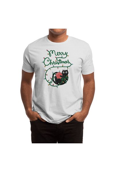 Fizello Μπλουζάκι Cat Merry Christmas Λευκό Unisex για άνδρες και γυναίκες